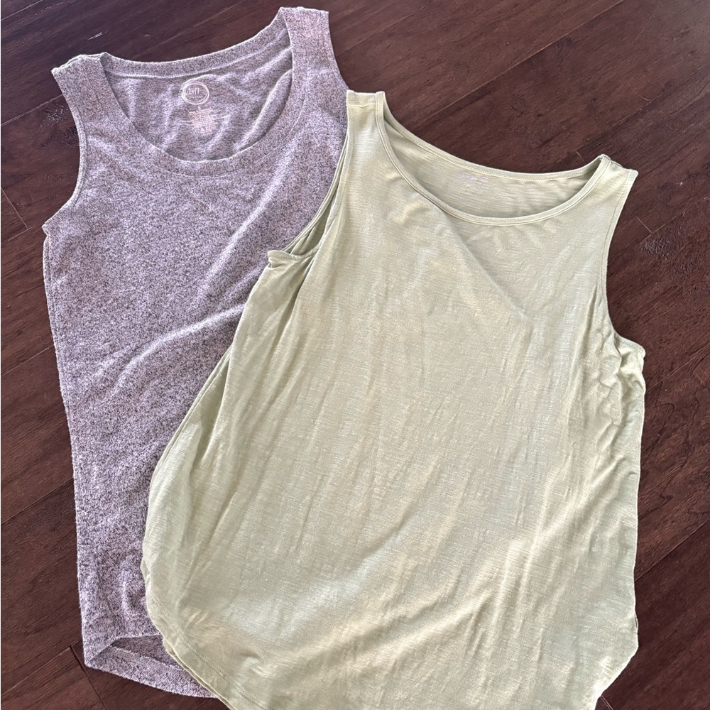 2 Maurice’s 24/7 tank tops, gray and lime green